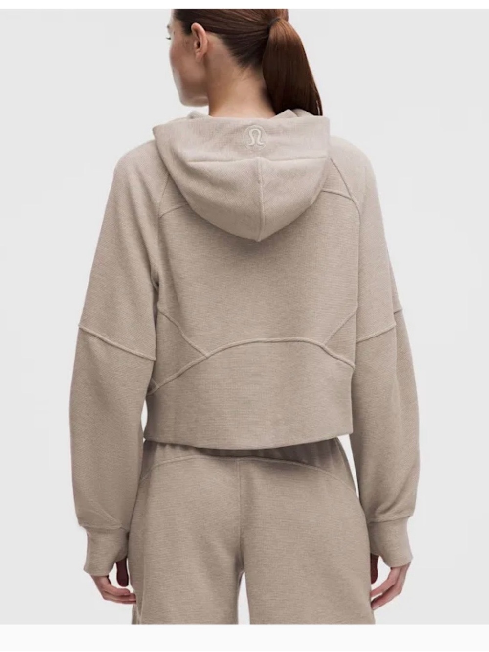 lululemon athletica Cropped Hooded Sweatshirt in Taupe